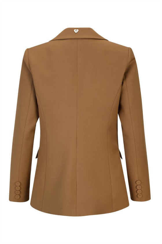 Blazer maxi camel com ilhós — Silvina Campos