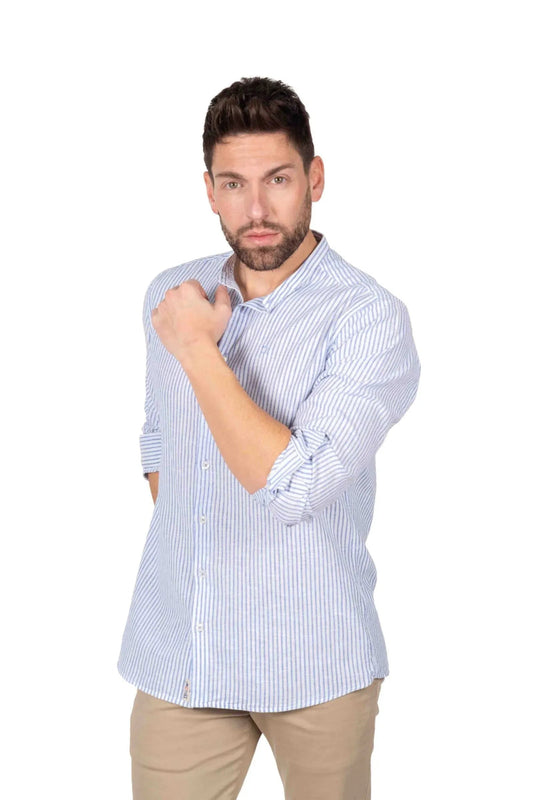 Camisa Estampada com micro listas - Armanda Boutique