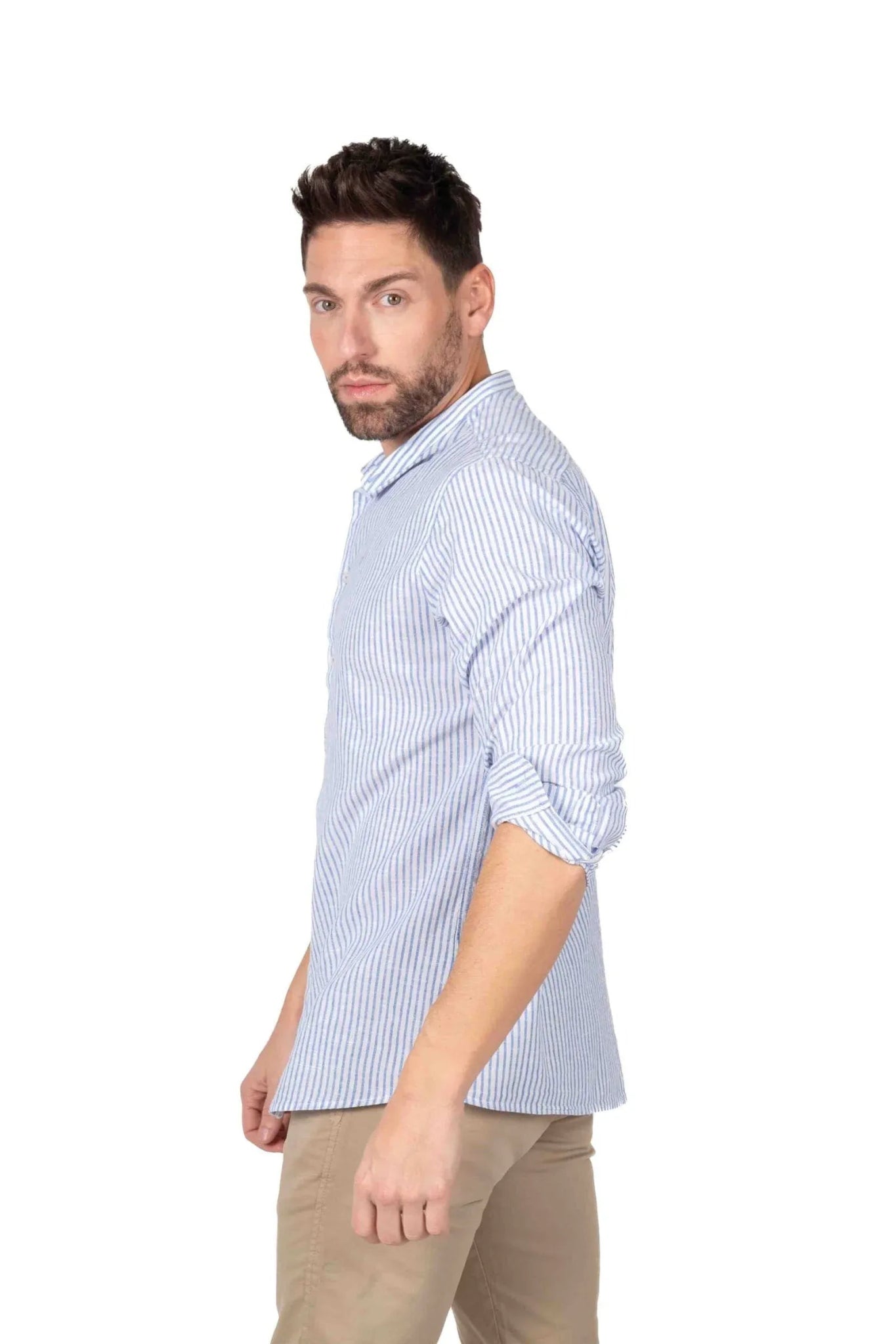 Camisa Estampada com micro listas - Armanda Boutique