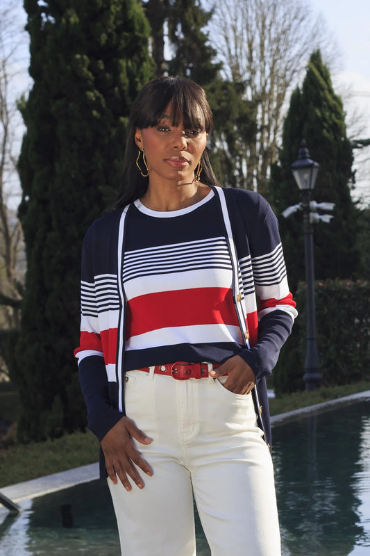 Casaco malha riscas Silvina Campos