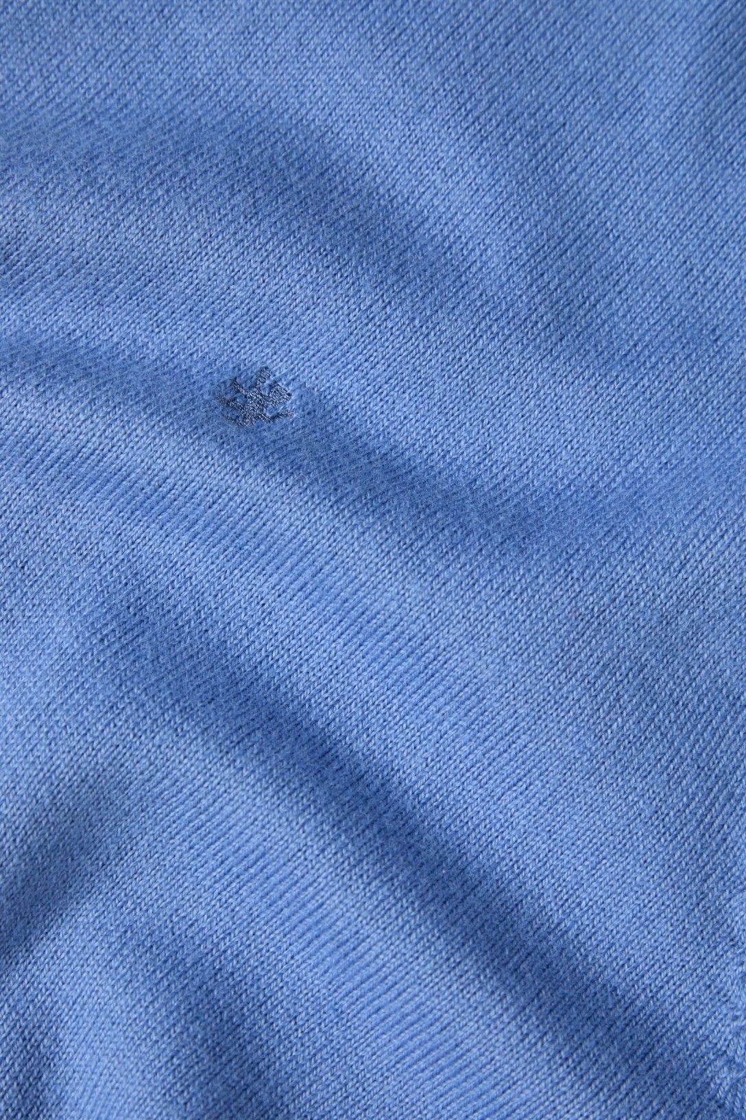 Camisola de homem em algodão e caxemira com meio fecho — Azul — Lion of Porches