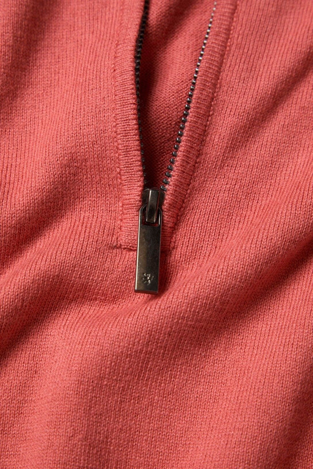 Camisola de homem em algodão e caxemira com meio fecho — Coral — Lion of Porches