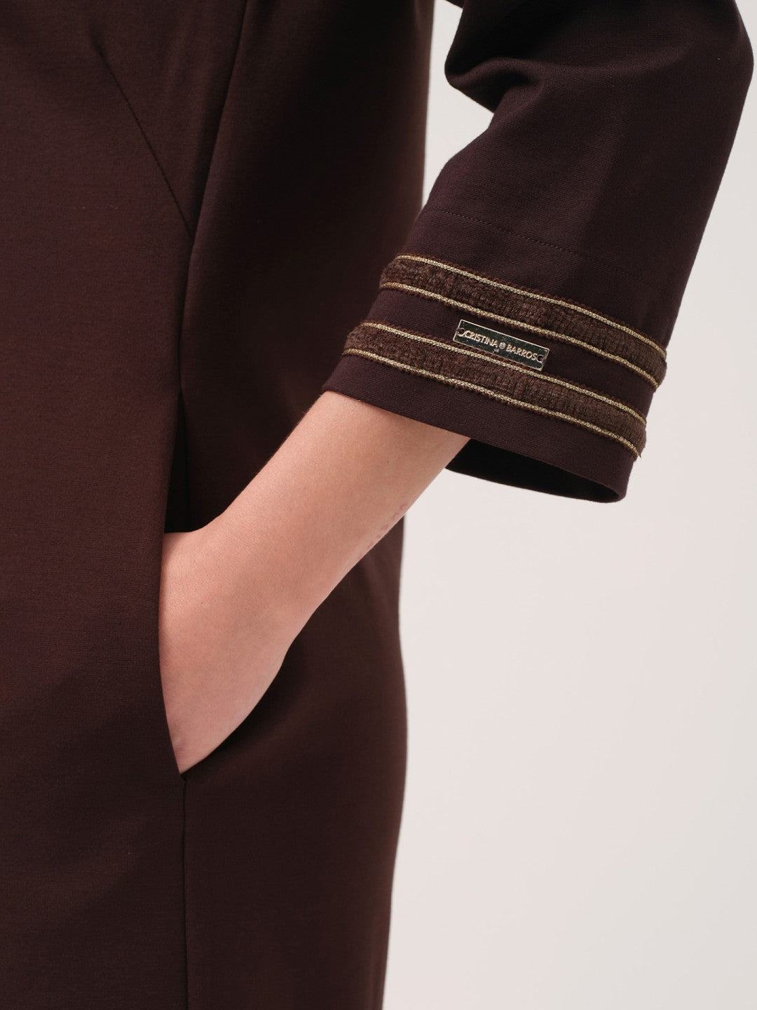Vestido midi de malha Cristina Barros costas