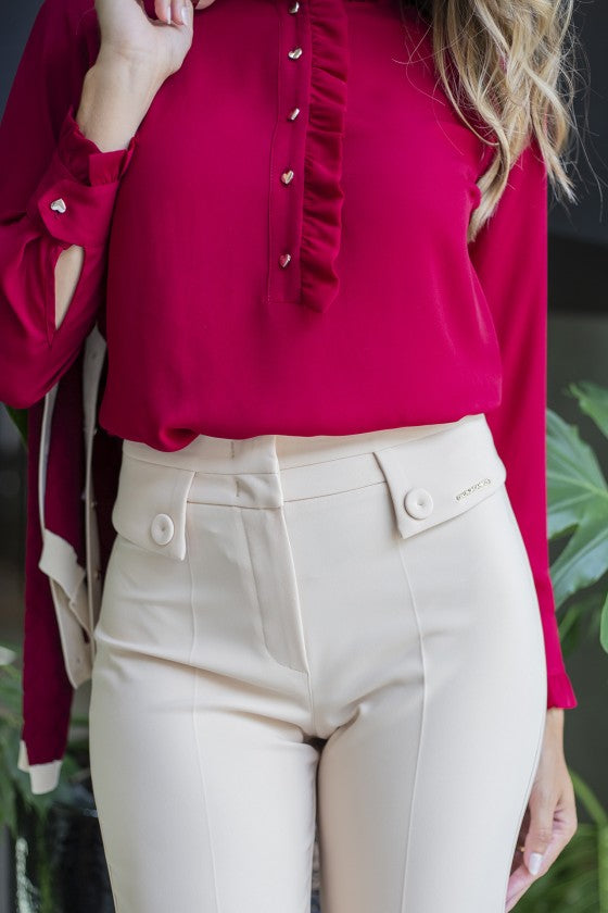 Túnica romântica lisa — Vermelho Cereja (158) — Silvina Campos