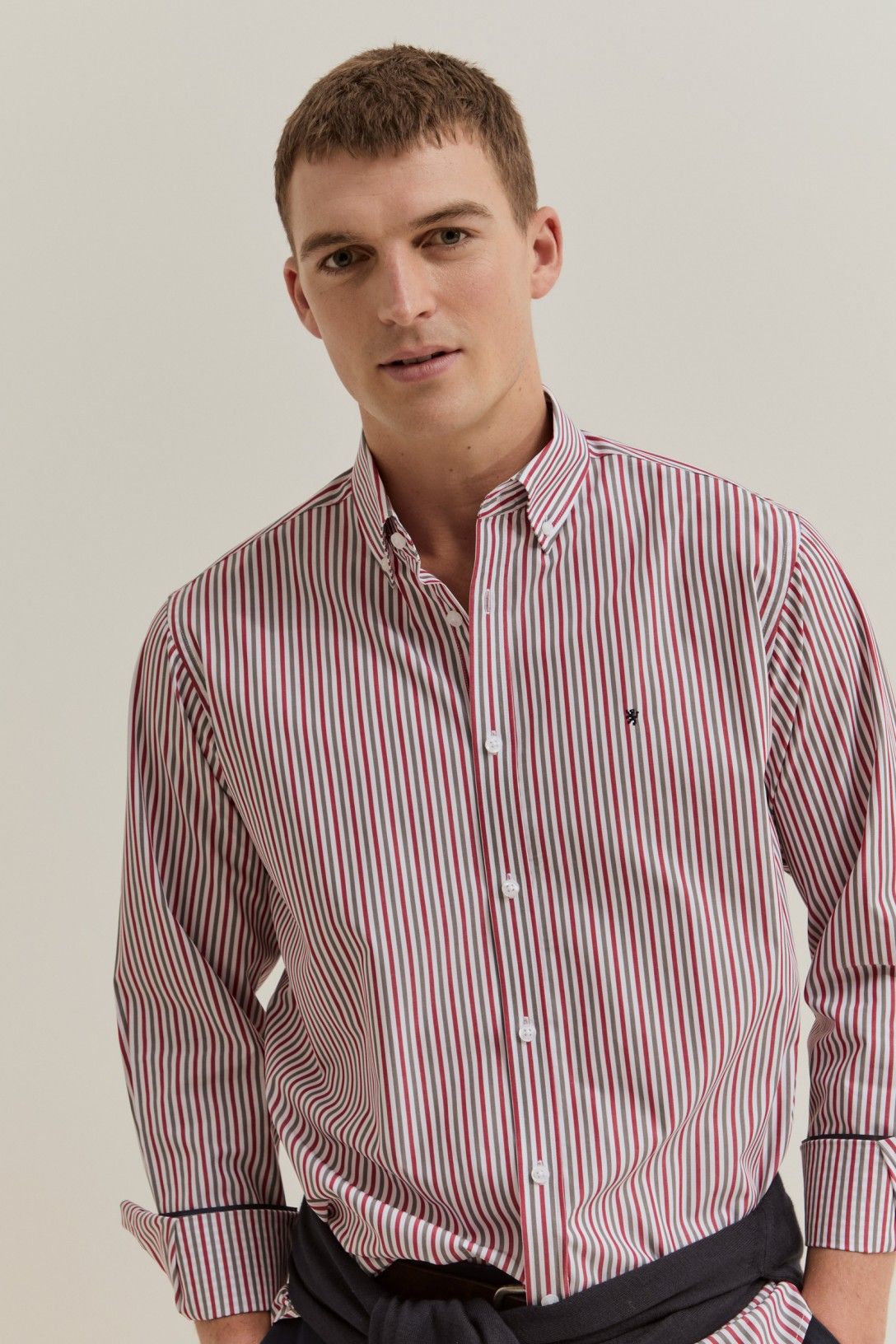 Camisa Lion of Porches Homem — riscas vermelhas