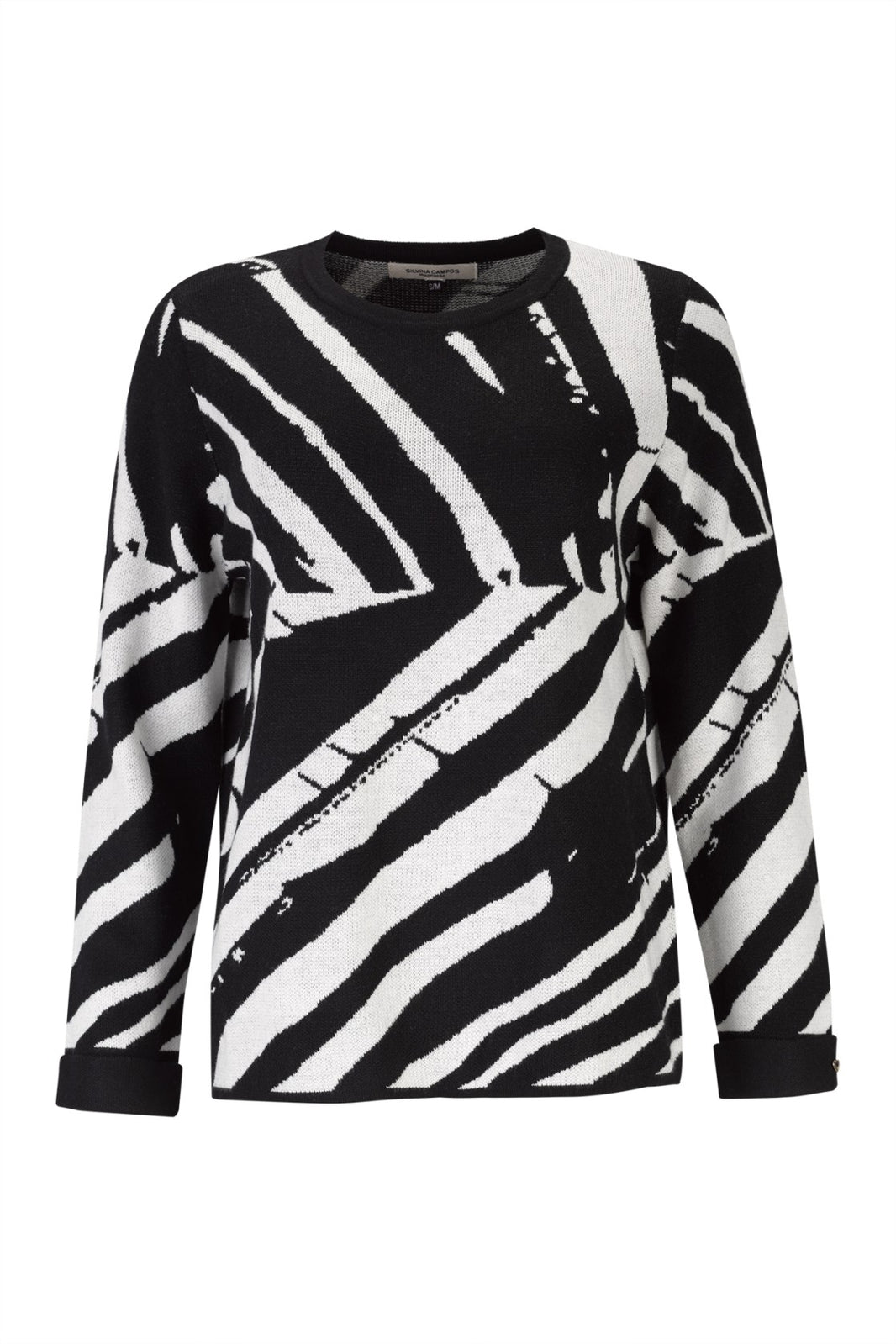 Camisola oversize com padrão zebra — Preto — Silvina Campos