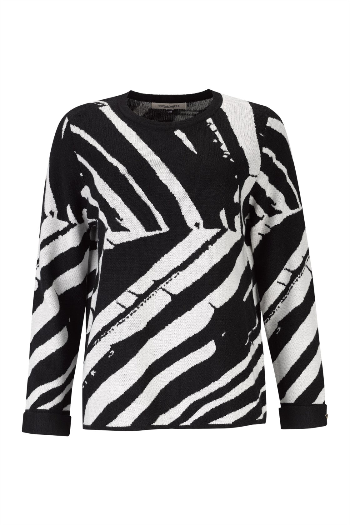 Camisola oversize com padrão zebra — Preto — Silvina Campos