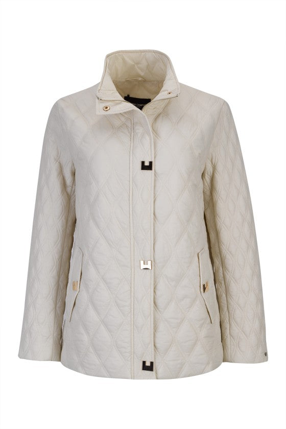 Parka acolchoada creme com molas — Creme — Silvina Campos