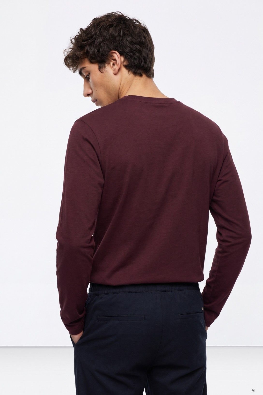 T-shirt Tiffosi Justice Homem — Castanho (255) (255) — costas em modelo
