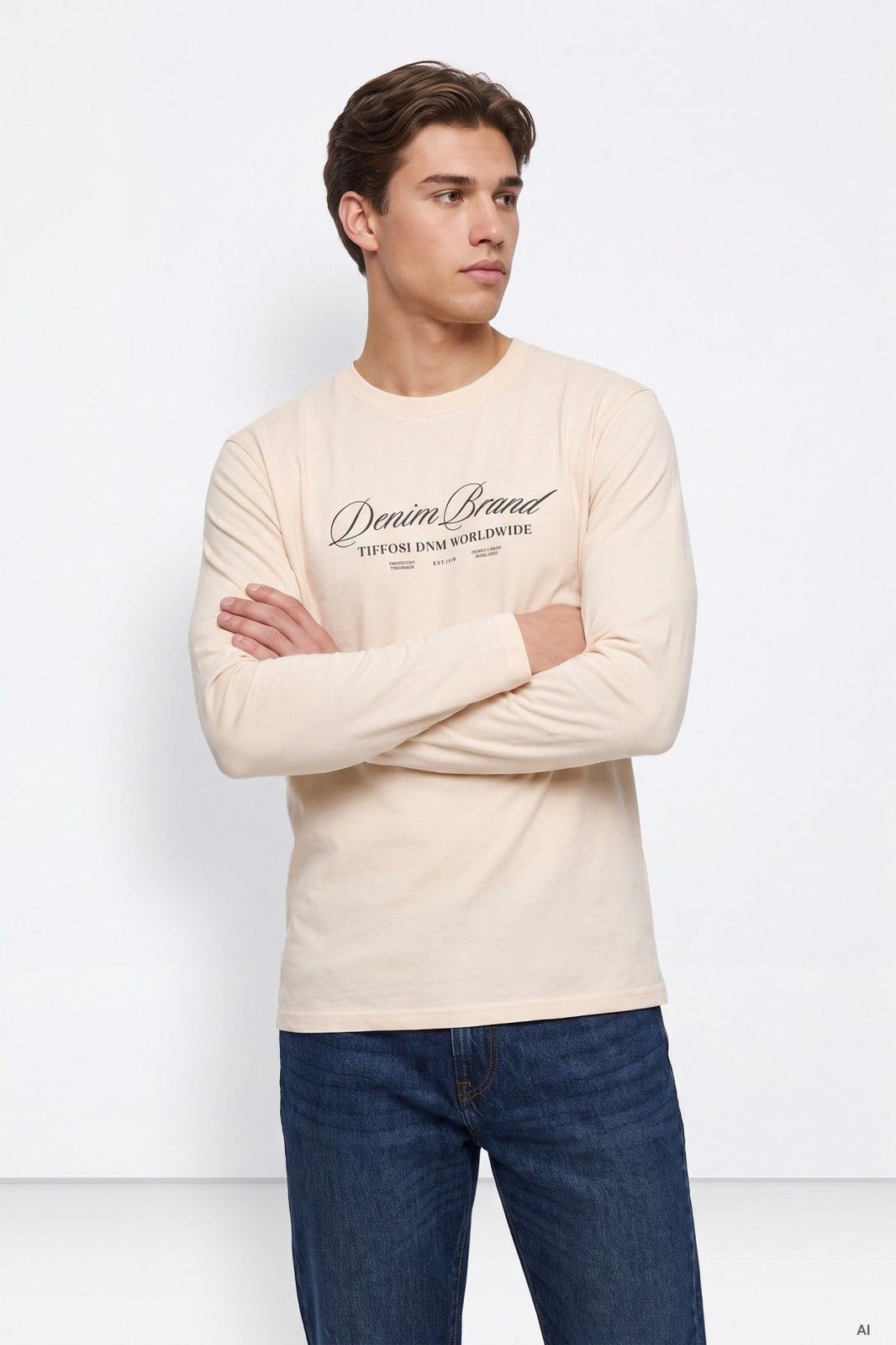 T-shirt Tiffosi Justice Homem — Bege (199) — frente em modelo