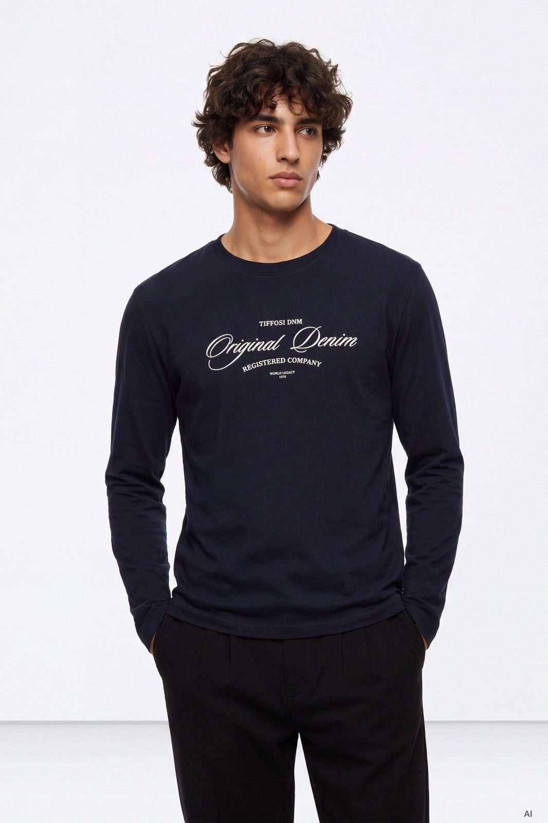 T-shirt Tiffosi Justice Homem — Twilight Blue (788) — frente em modelo