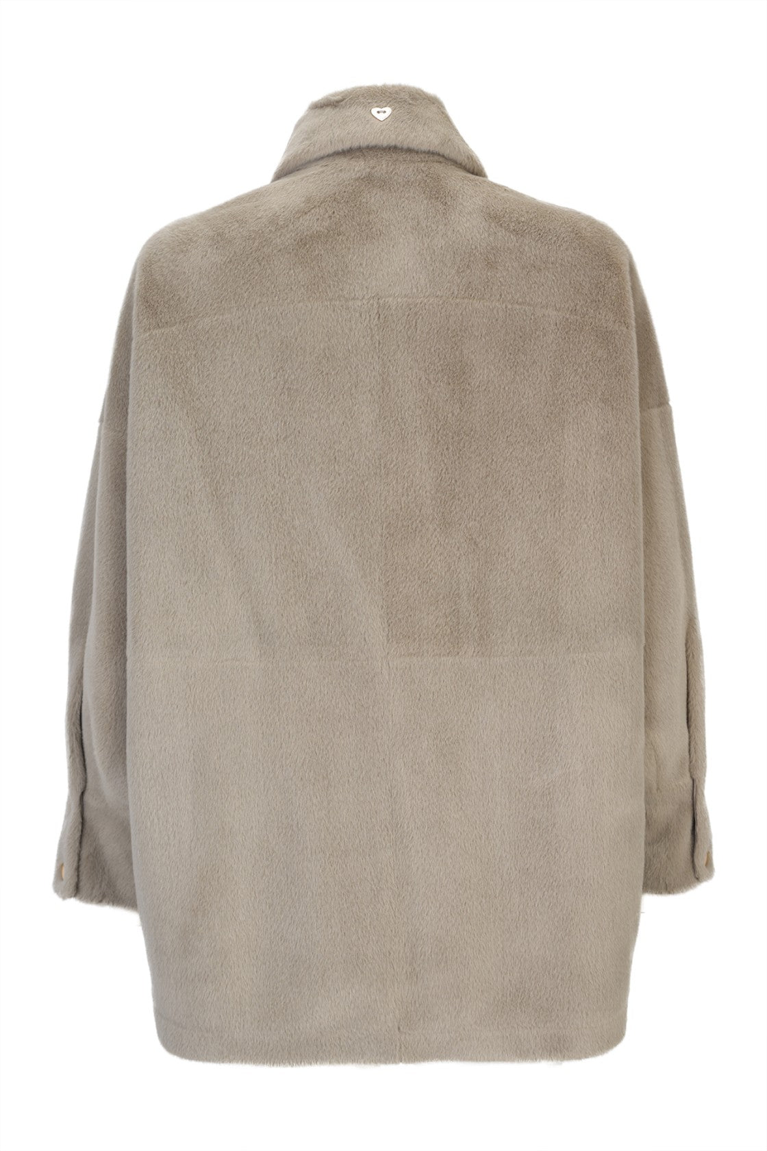 Sobrecamisa de pelo taupe com molas douradas — Taupe — Silvina Campos