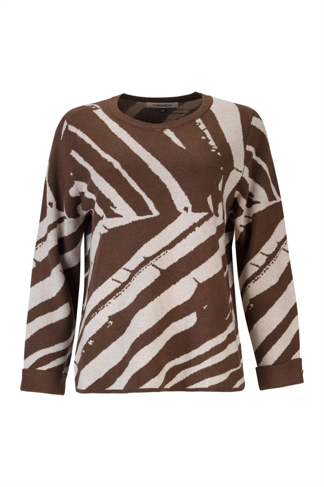 Camisola oversize com padrão zebra — Chocolate — Silvina Campos