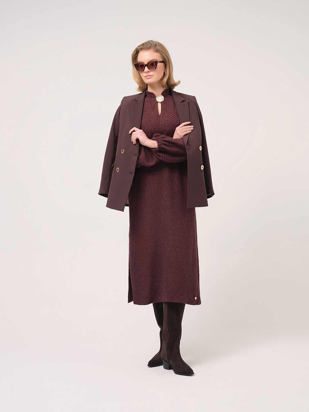 Vestido Cristina Barros Bordeaux