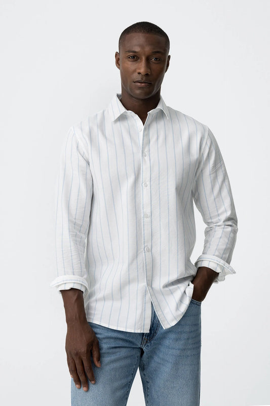Camisa Tiffosi Branca às Riscas Azuis
