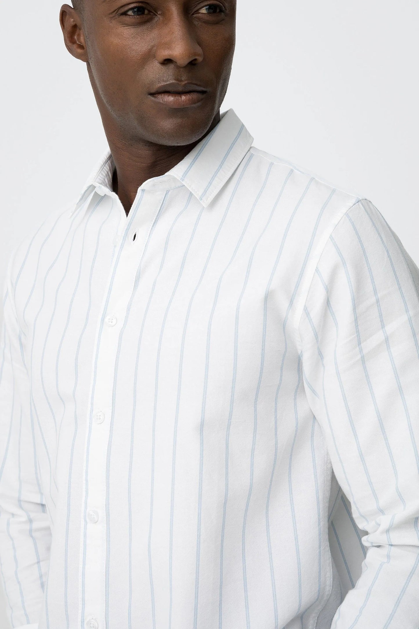Camisa Tiffosi Branca às Riscas Azuis