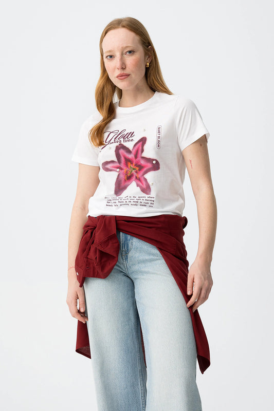 T-shirt Casual Tiffosi Branca para Mulher