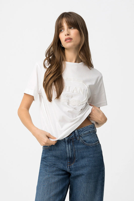 T-shirt Casual Tiffosi Branca para Mulher