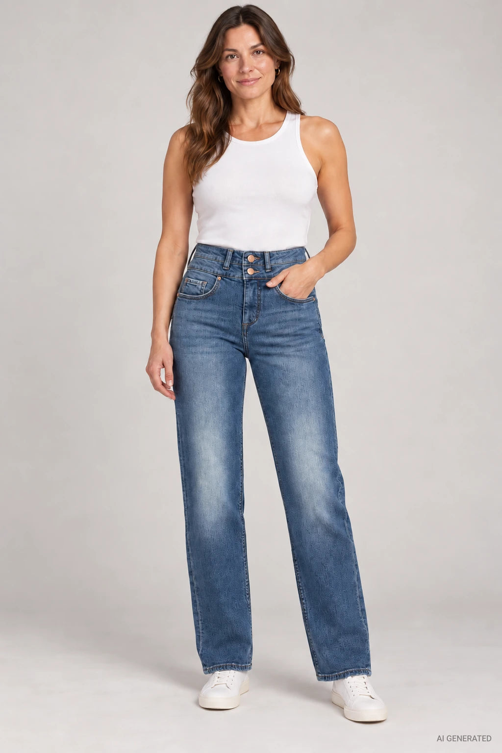 Calças de Ganga Tiffosi Straight Fit em modelo — imagem gerada por IA