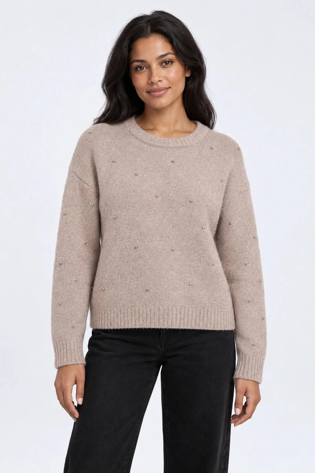 Camisola Tiffosi Rising Mulher — Bege numa pessoa virtual adulta; imagem gerada por IA