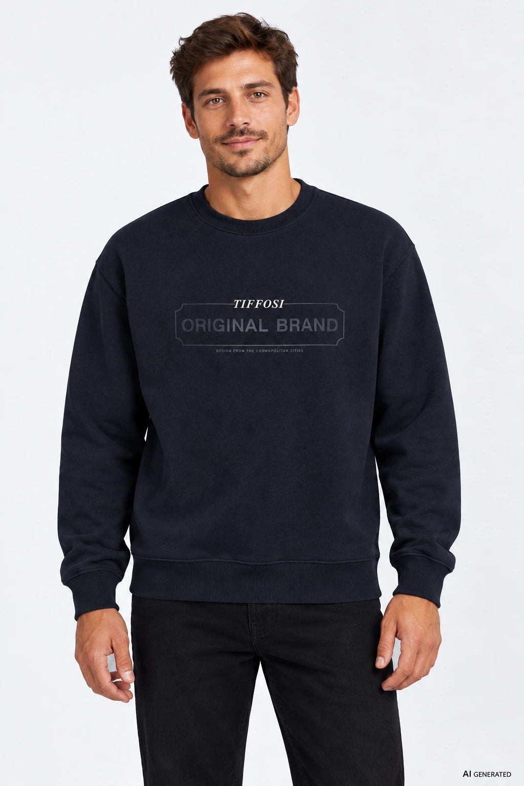 Sweatshirt Tiffosi Parker Homem — Twilight Blue numa pessoa virtual adulta; imagem gerada por IA