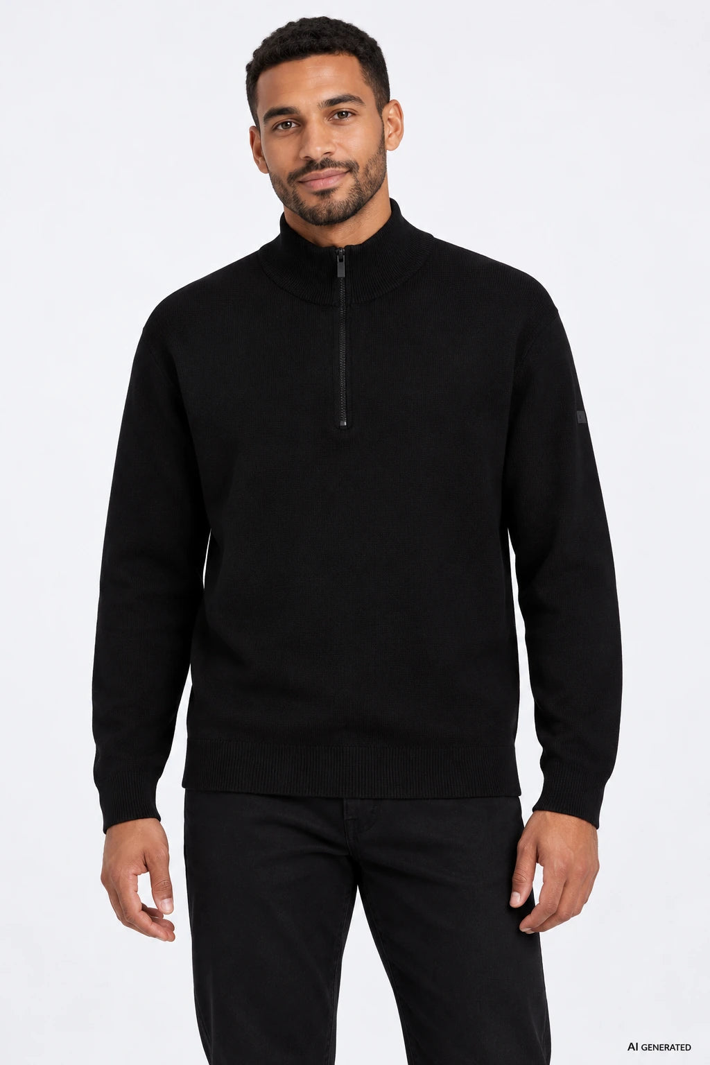Camisola Tiffosi Eduardo Homem — Preto numa pessoa virtual adulta; imagem gerada por IA