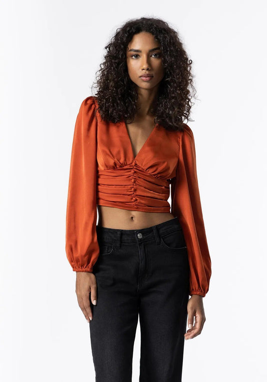 Blusa Crop em Cetim - Armanda Boutique