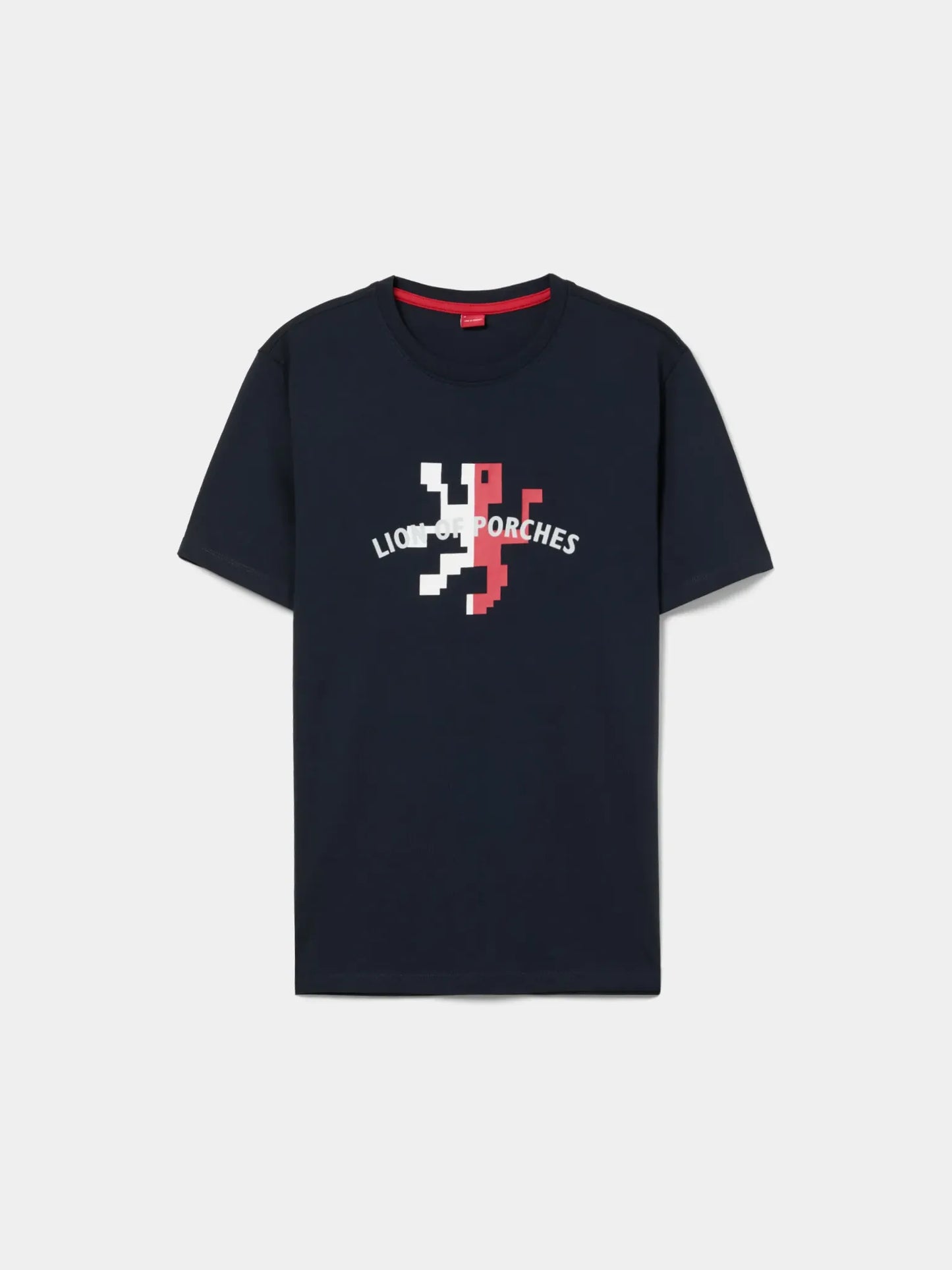T-shirt azul-marinho Lion of Porches com grafismo vermelho e branco