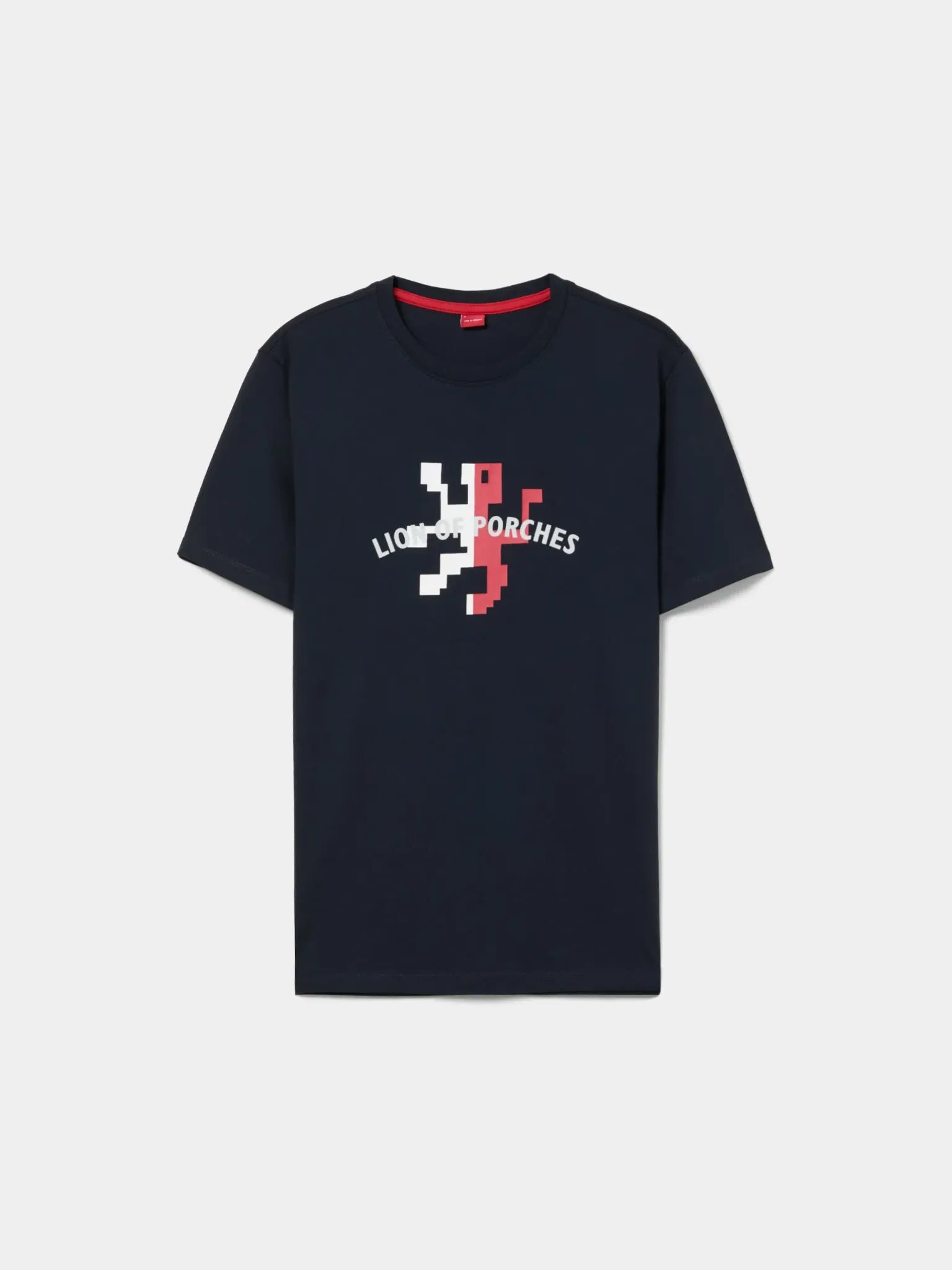T-shirt azul-marinho Lion of Porches com grafismo vermelho e branco