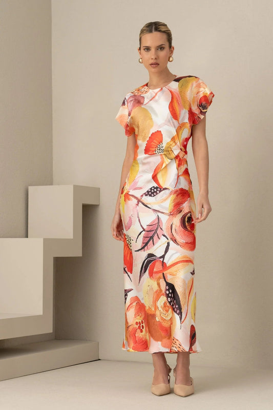 Vestido Midi Cetim Elegance - Armanda Boutique